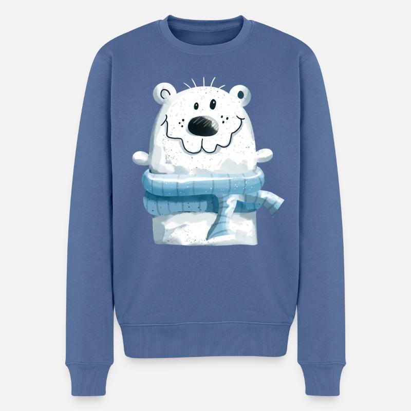 Niedlicher Eisbär mit Winterschal - Bär - Teddy - Männer Premium Bio Pullover - Taubenblau