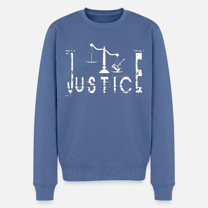 JUSTIZ - Männer Premium Bio Pullover - Taubenblau