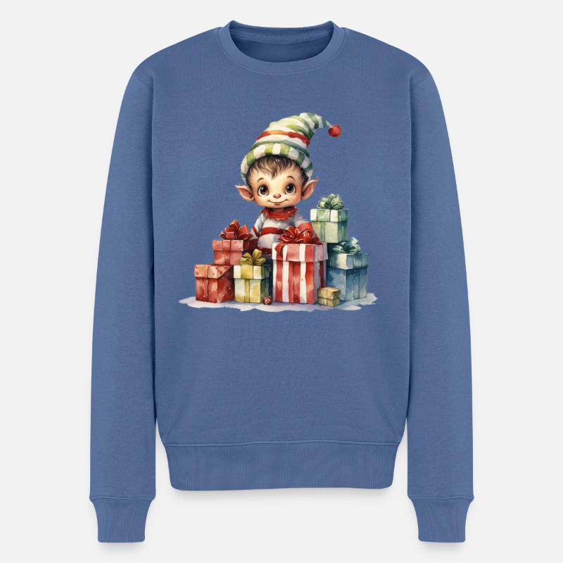 Winterzauber Elf Geschenke - Männer Premium Bio Pullover - Taubenblau