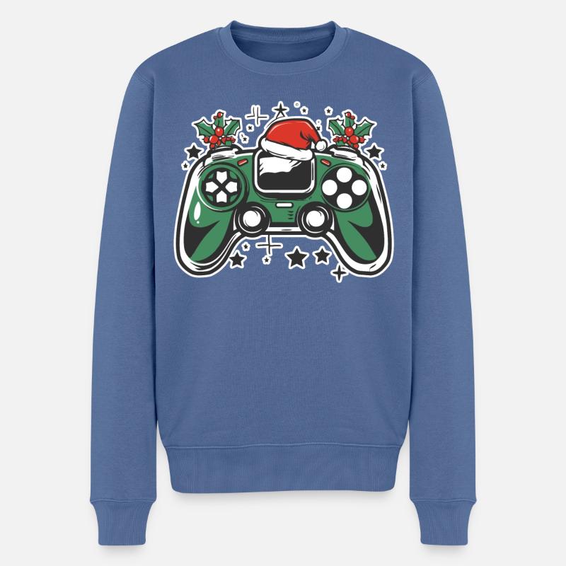 Christmas Gaming - Männer Premium Bio Pullover - Taubenblau