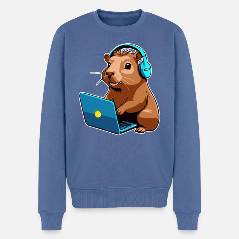 Capybara Programmierer Coder Computer - Männer Premium Bio Pullover - Taubenblau