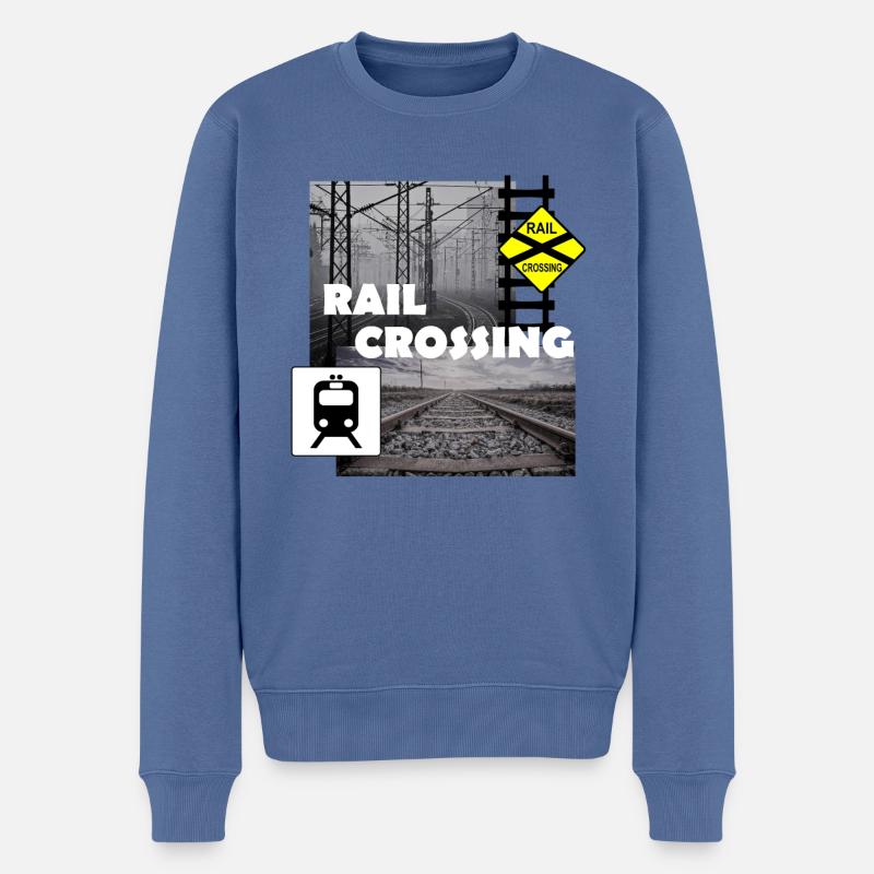 RAIL CROSSING - Männer Premium Bio Pullover - Taubenblau