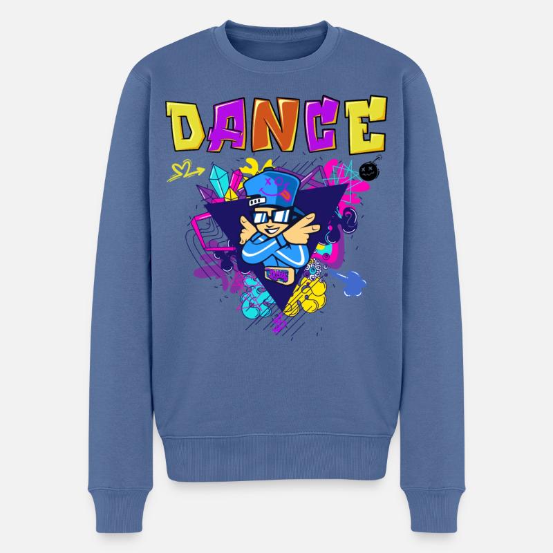 Design imprimé vibrant de style breakdance - Pull Premium bio Homme - bleu pigeon
