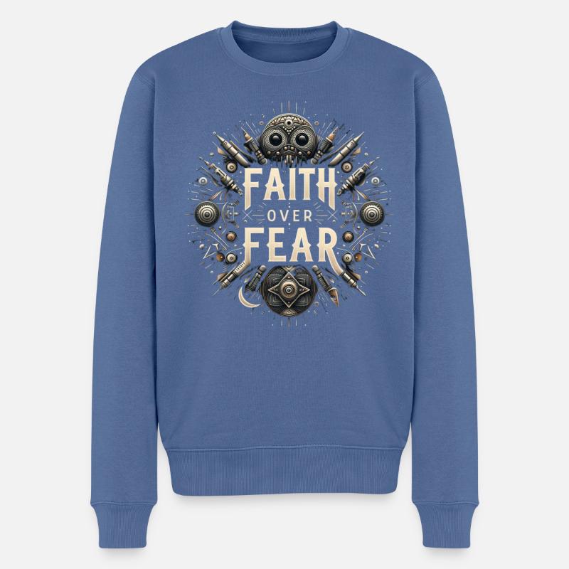 Glaube über Angst Steampunk - Männer Premium Bio Pullover - Taubenblau