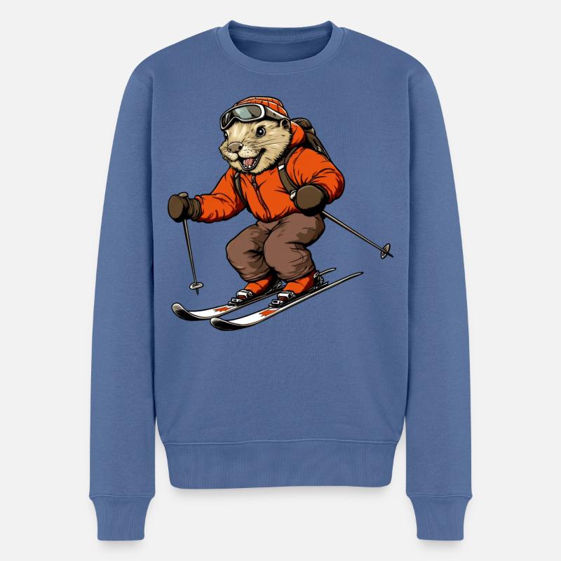 Ski Biber - Männer Premium Bio Pullover - Taubenblau