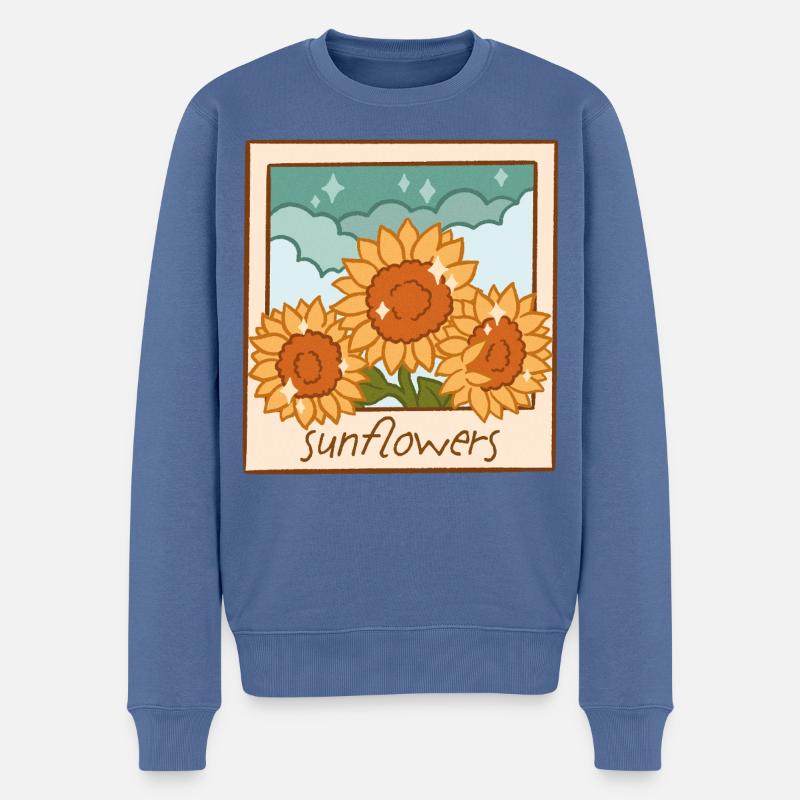 Sonnenblumen Sofortbild Design - Männer Premium Bio Pullover - Taubenblau