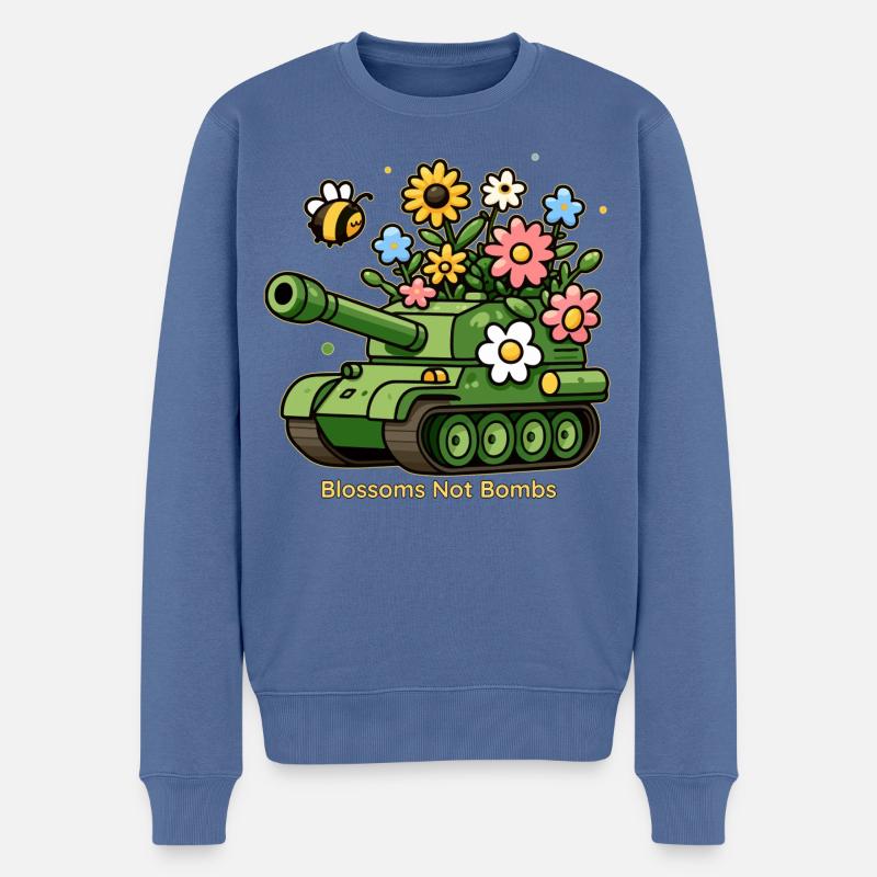 Blüten statt Bomben - Männer Premium Bio Pullover - Taubenblau