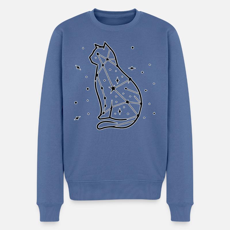 Dessin au trait de chat - Pull Premium bio Homme - bleu pigeon