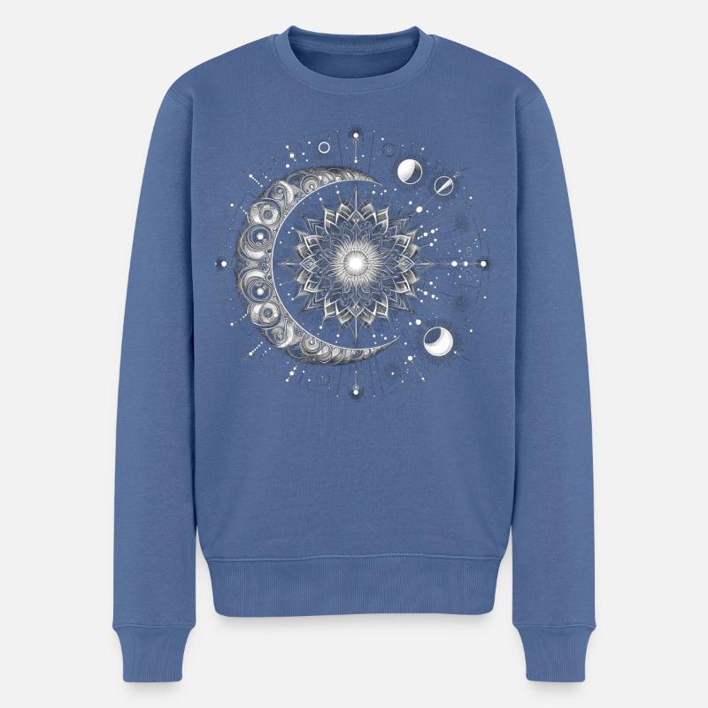 Mandala Céleste - Pull Premium bio Homme - bleu pigeon