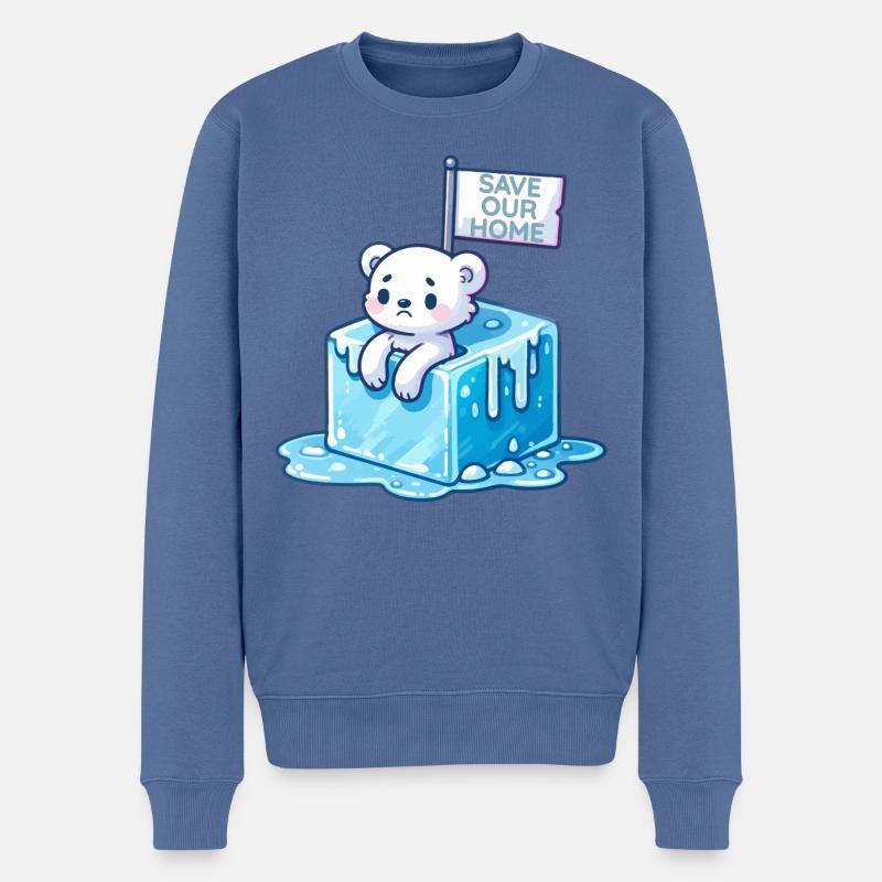 Retten Sie unser Zuhause - Männer Premium Bio Pullover - Taubenblau
