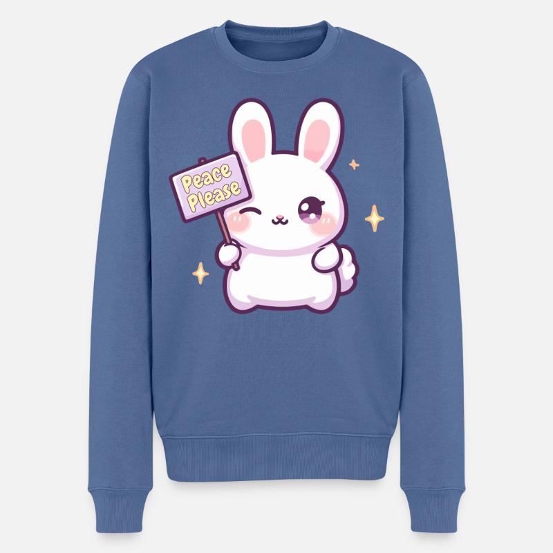 Frieden bitte - Männer Premium Bio Pullover - Taubenblau