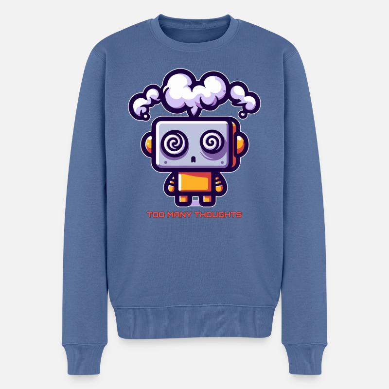 Trop de pensées, robot - Pull Premium bio Homme - bleu pigeon