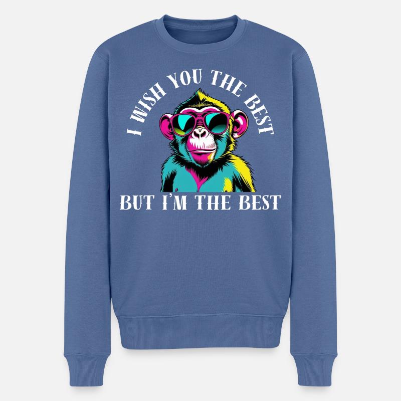 Cooles Spruchshirt - I wish you the best - Männer Premium Bio Pullover - Taubenblau
