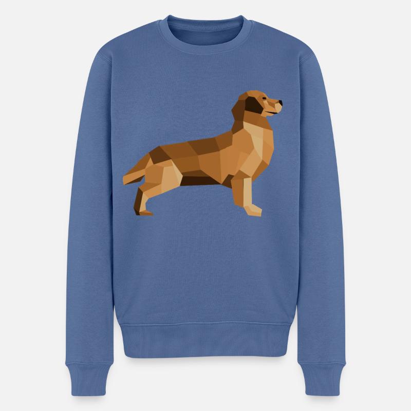 Golden Retriever Low Poly – treu und modern - Männer Premium Bio Pullover - Taubenblau