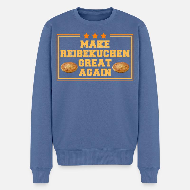 Make Reibekuchen Great Again - Kartoffelpuffer - Männer Premium Bio Pullover - Taubenblau