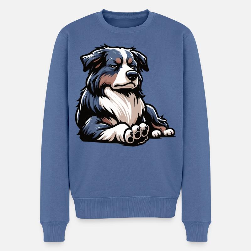 Berger australien Aussie Aussie Propriétaires Aussies - Pull Premium bio Homme - bleu pigeon