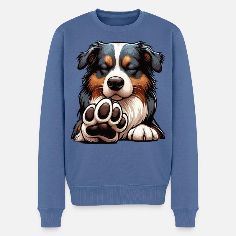 Berger australien Aussie Aussie Propriétaires Aussies - Pull Premium bio Homme - bleu pigeon