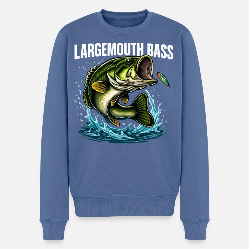 Largemouth Bass Sprung Design - Männer Premium Bio Pullover - Taubenblau