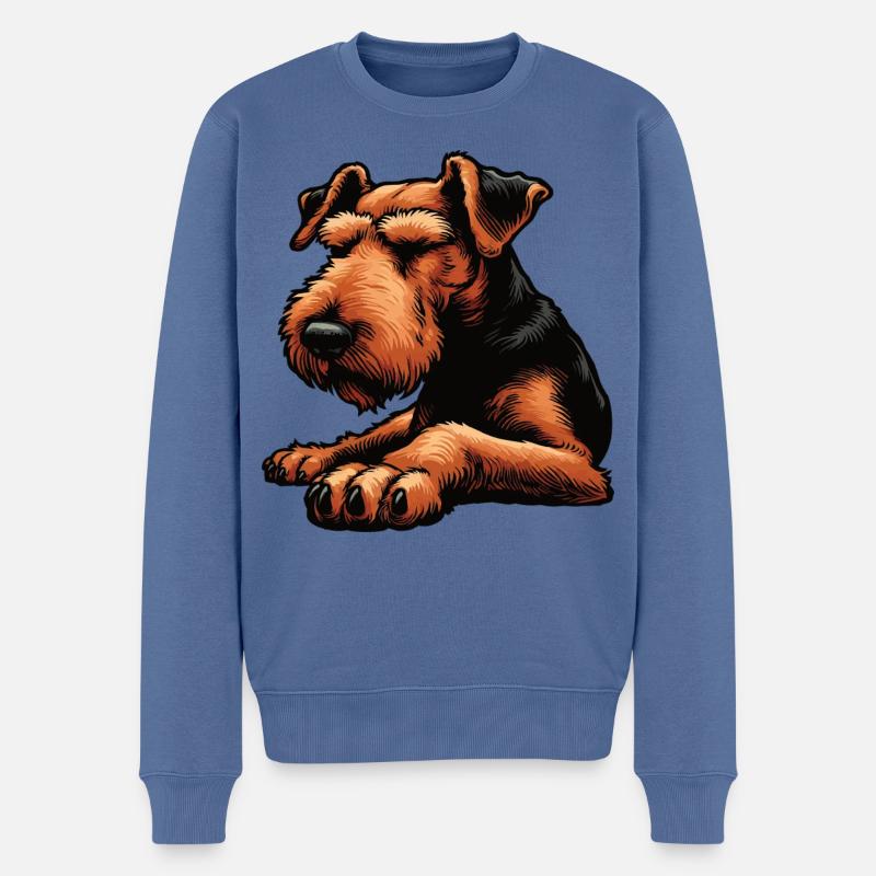 Airedale Terrier Airedales Airedale Lover - Pull Premium bio Homme - bleu pigeon