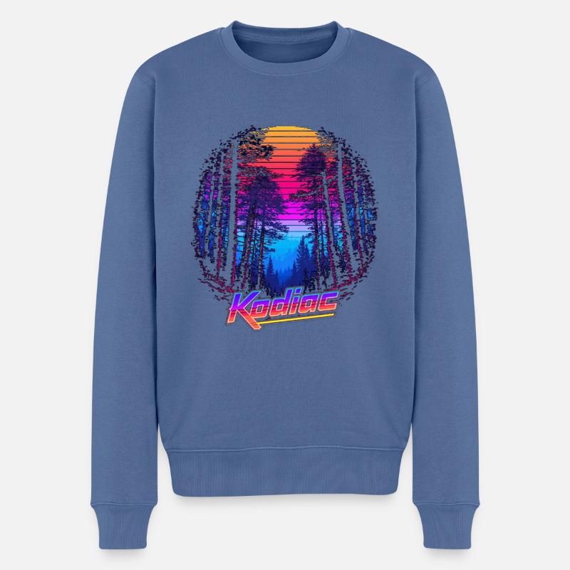 Neon Forrest - Männer Premium Bio Pullover - Taubenblau