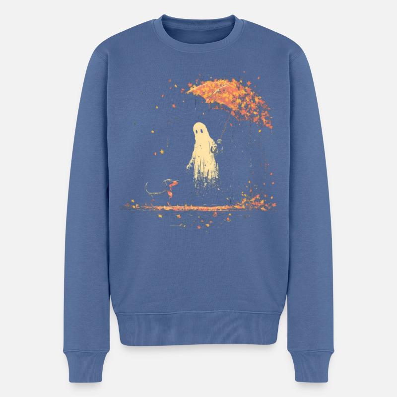 Lustiger Geisterhund, Gruseliger - Männer Premium Bio Pullover - Taubenblau