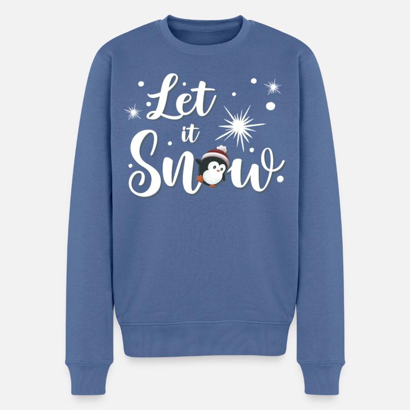 Let It Snow Pinguin - Männer Premium Bio Pullover - Taubenblau
