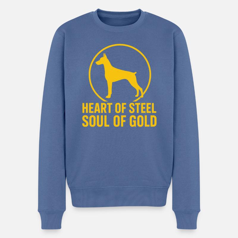 Dobermann Design für echte Liebhaber  - Männer Premium Bio Pullover - Taubenblau