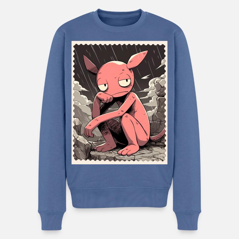 Créature rose sous la pluie - Pull Premium bio Homme - bleu pigeon