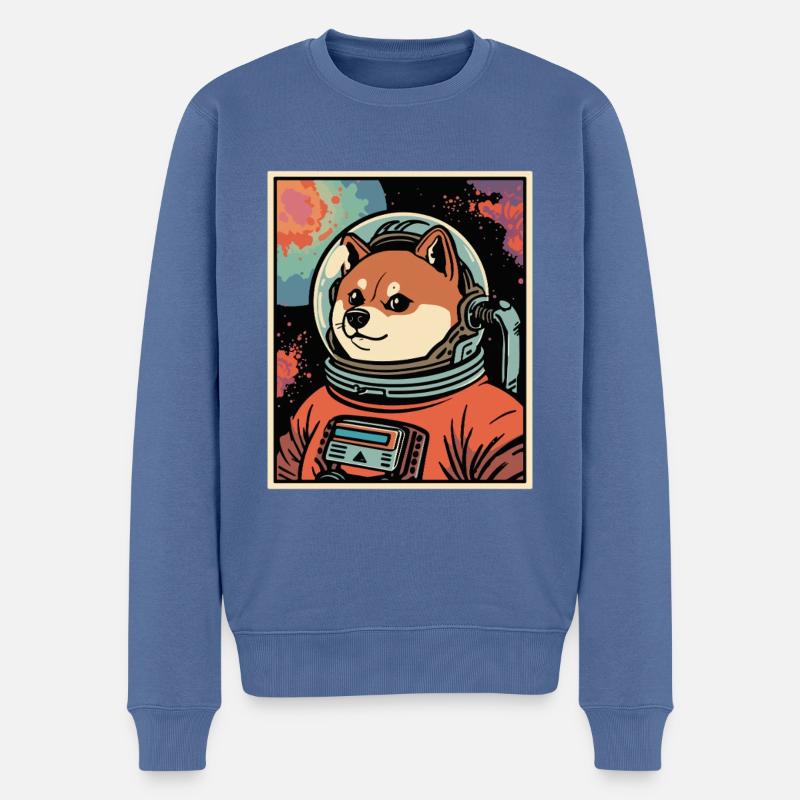 Weltraum Shiba Astronaut - Männer Premium Bio Pullover - Taubenblau