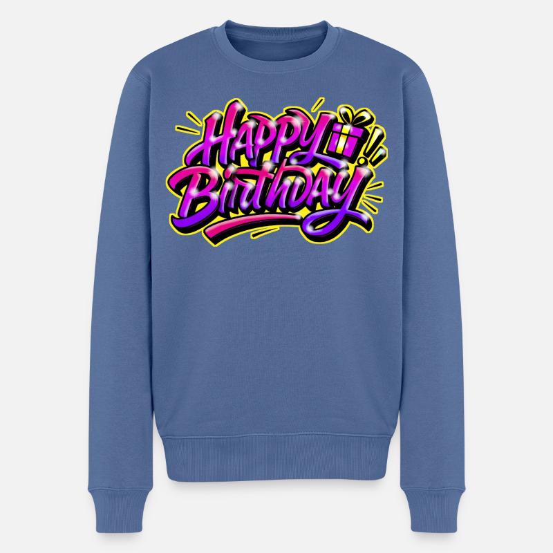 HAPPY BIRTHDAY GESCHENK PRINT GRAFF - Männer Premium Bio Pullover - Taubenblau