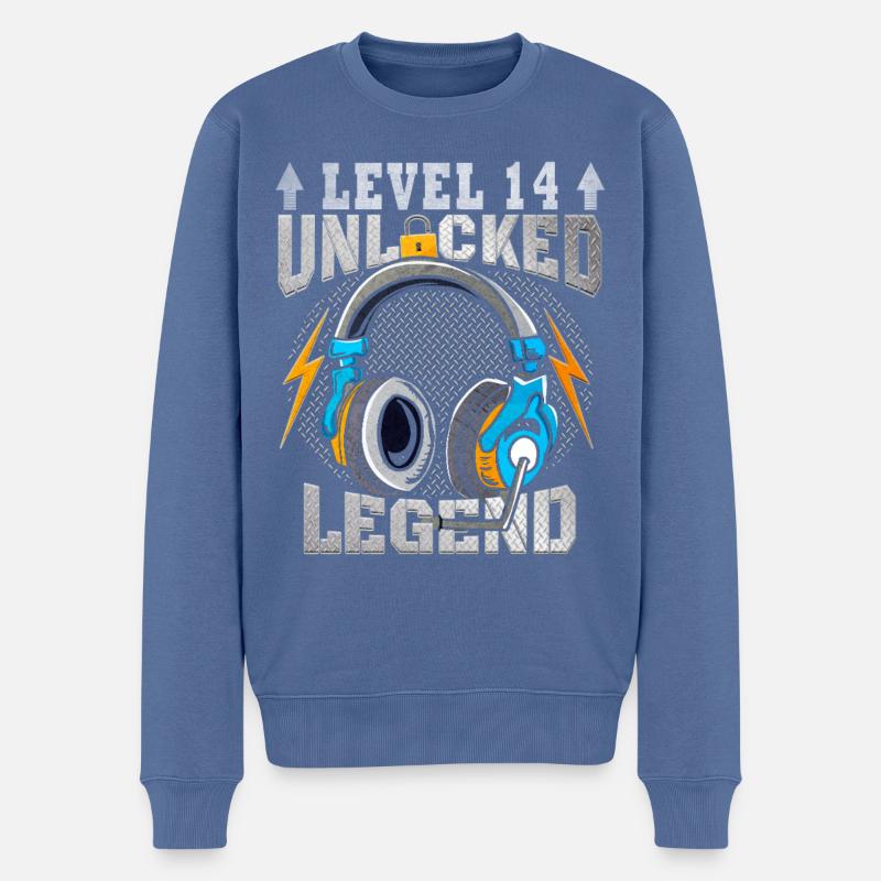 Level 14 Unlocked Legend - Männer Premium Bio Pullover - Taubenblau