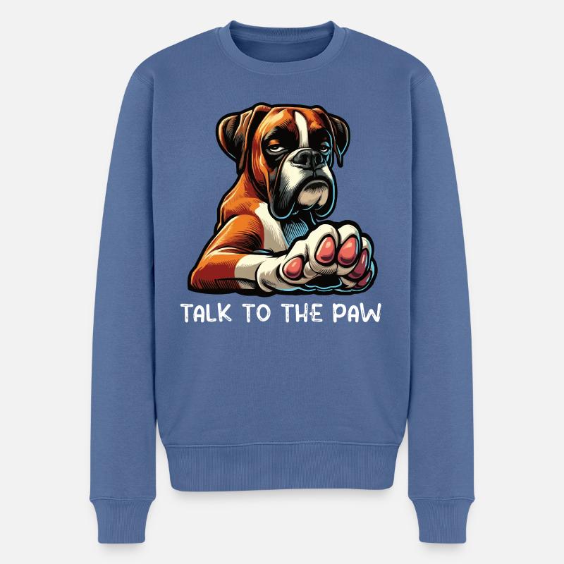 Parle au Paw Boxer Boxerhalter Boxerhund - Pull Premium bio Homme - bleu pigeon