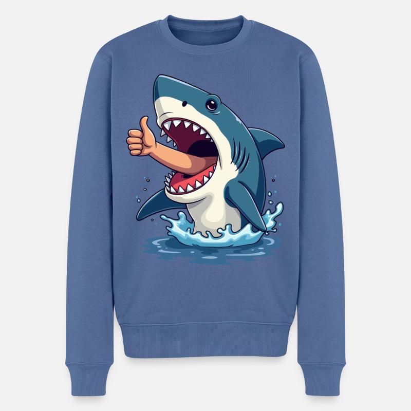 Bonne chance à l’humour de requin - Pull Premium bio Homme - bleu pigeon