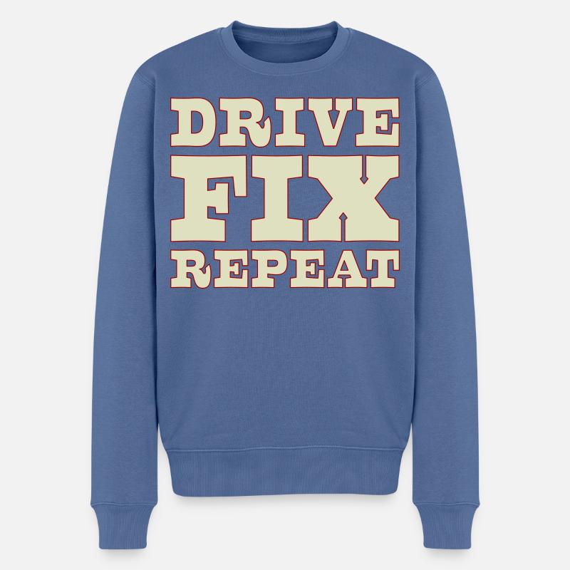 45b_solid_Drive_Fix_Repeat - Pull Premium bio Homme - bleu pigeon