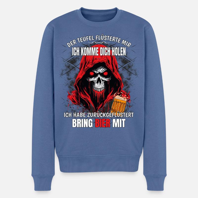 Der Teufel flüsterte mir... - Männer Premium Bio Pullover - Taubenblau
