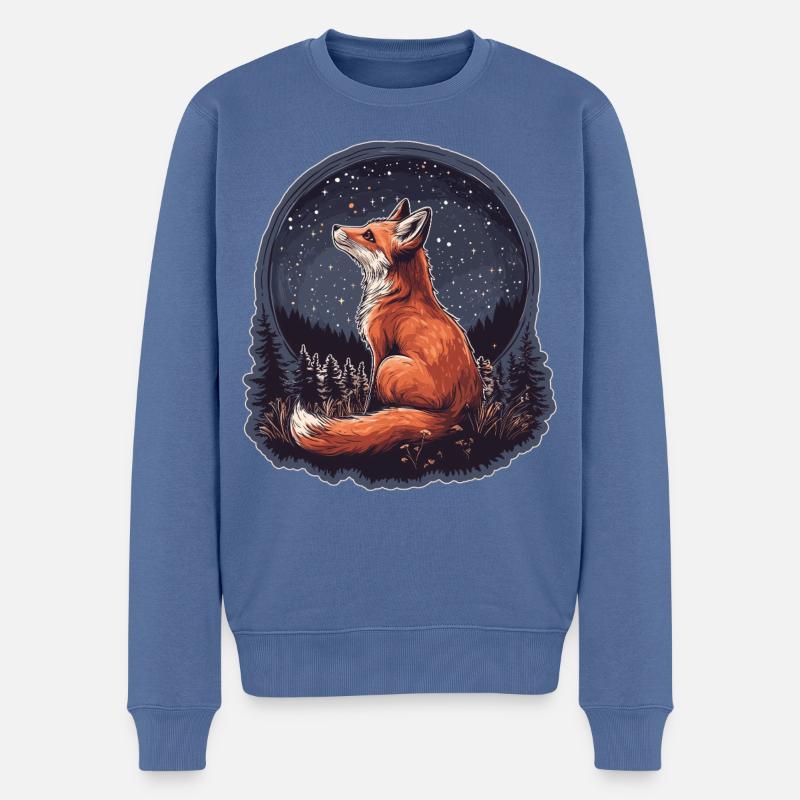 Fuchs und Sterne - Männer Premium Bio Pullover - Taubenblau