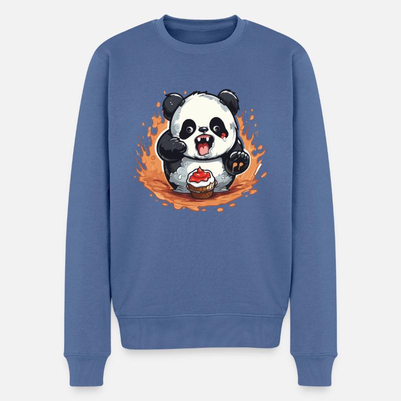 Panda Feuer Cupcake Cartoon - Männer Premium Bio Pullover - Taubenblau