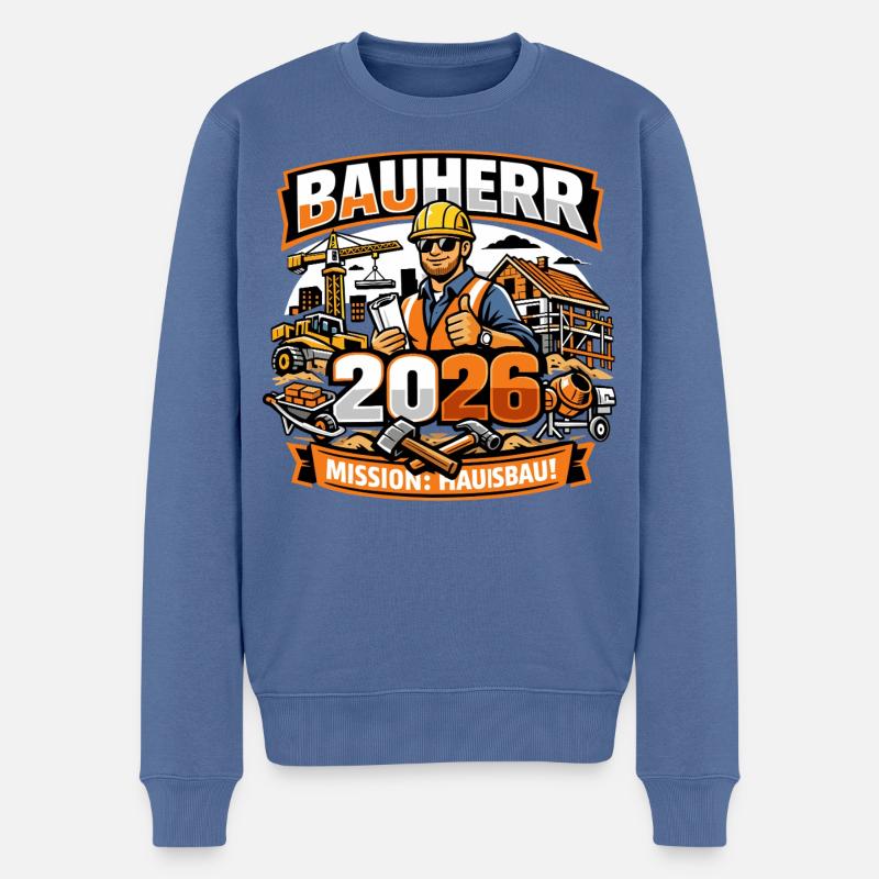 bauherr 2026 - Männer Premium Bio Pullover - Taubenblau