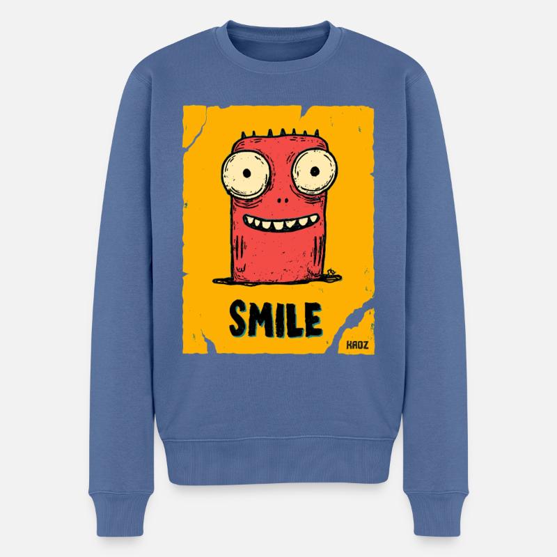 Lustiger Monster mit Smile - Männer Premium Bio Pullover - Taubenblau