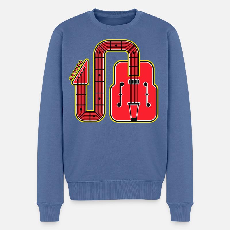 Red Abstract Shape Retro-Gitarre - Männer Premium Bio Pullover - Taubenblau