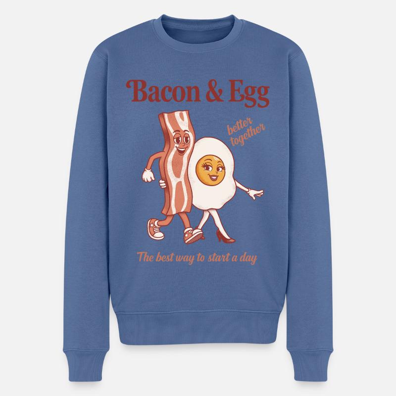 Bacon and Egg: Perfektes Duo - Männer Premium Bio Pullover - Taubenblau