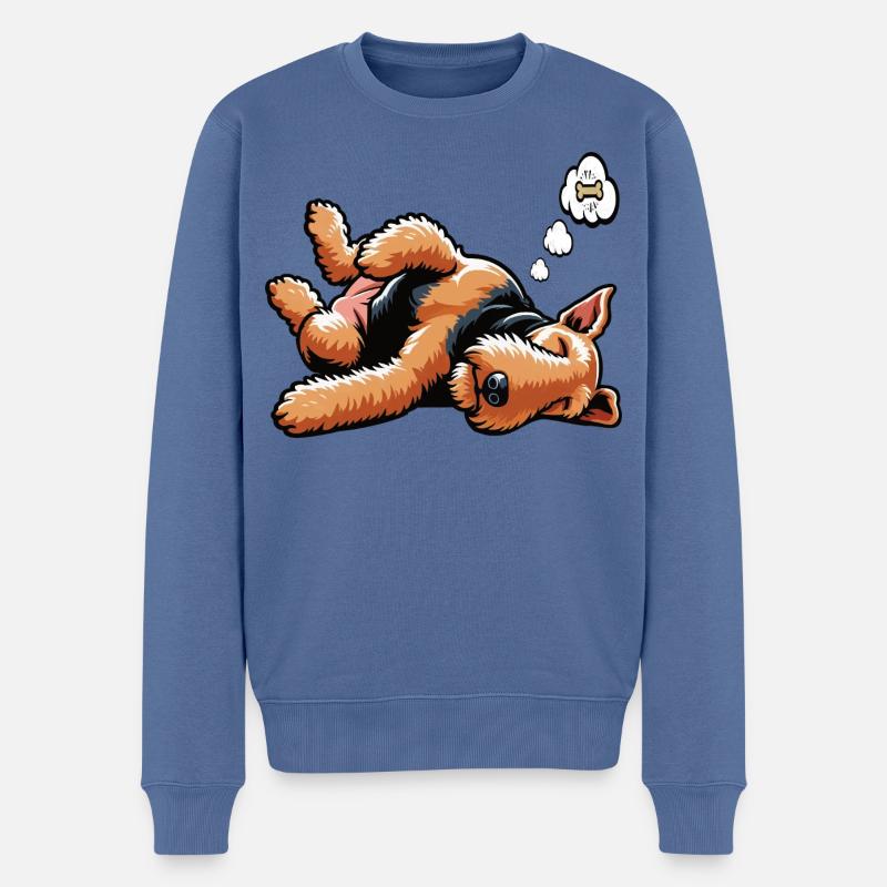Airedale Terrier Airedales Airedale Lover - Pull Premium bio Homme - bleu pigeon