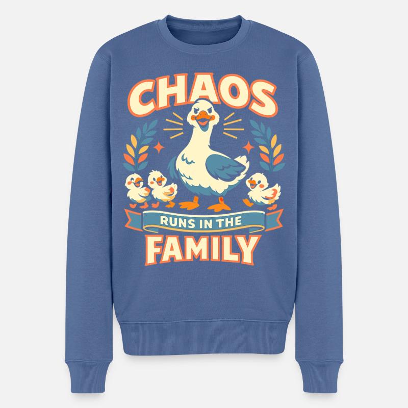 Gänse Chaos - Männer Premium Bio Pullover - Taubenblau