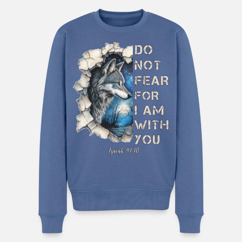 Wolf Christlich - Männer Premium Bio Pullover - Taubenblau