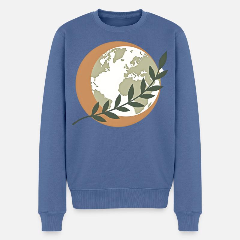 Globe de la Paix Verte - Pull Premium bio Homme - bleu pigeon