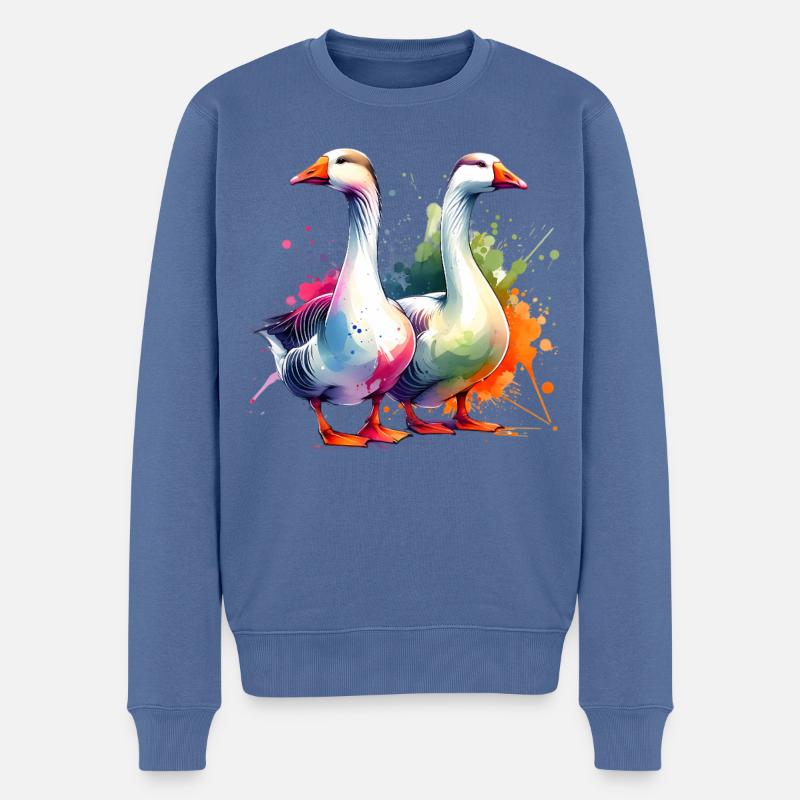 Gans Goose - Männer Premium Bio Pullover - Taubenblau