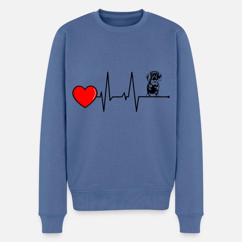 Rauhaardackel Wirehaired Dachshund Mom Mama Herzsc - Männer Premium Bio Pullover - Taubenblau