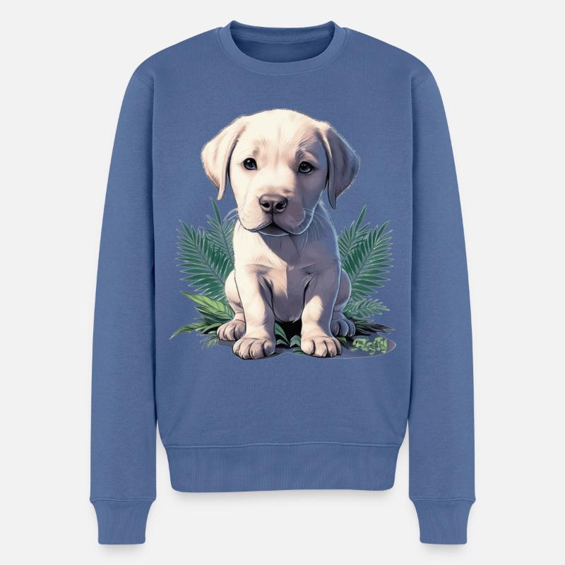 Tropischer Welpe 🐾 - Männer Premium Bio Pullover - Taubenblau