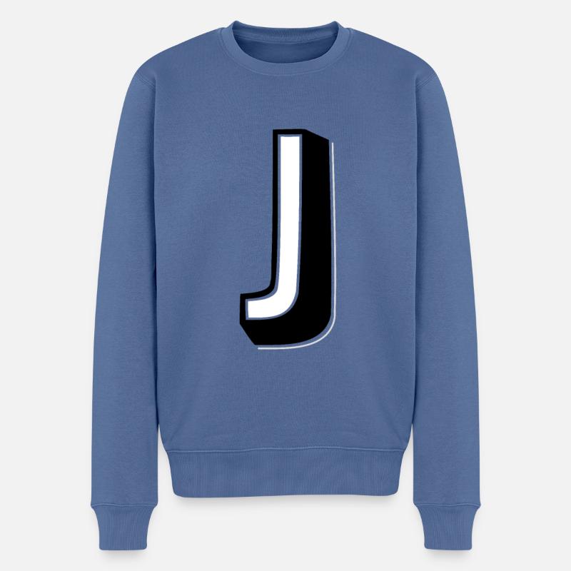 Buchstabe J - Alphabet J. - Männer Premium Bio Pullover - Taubenblau