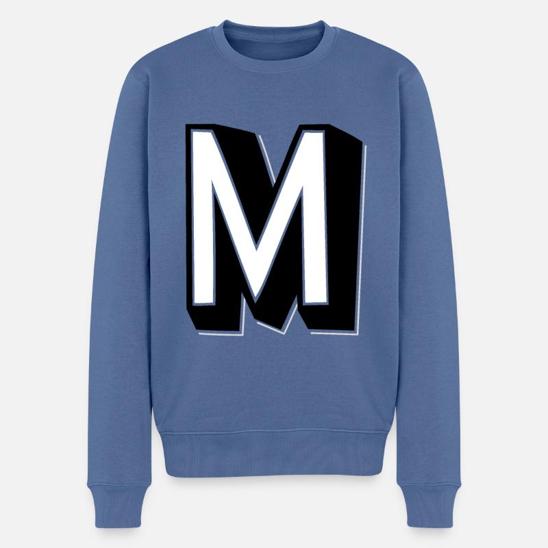 Buchstabe M - Alphabet M. - Männer Premium Bio Pullover - Taubenblau